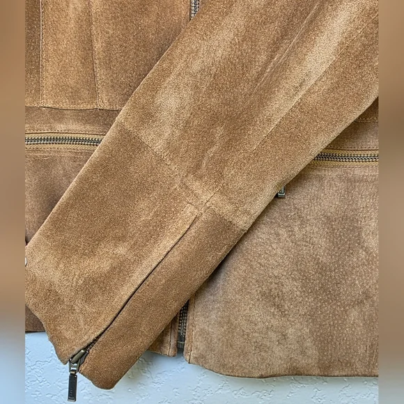 Alfani Women's Brown Suede Leather Zip-Up Jacket – Boho Classic Chic - Size M - Picture 12 of 15